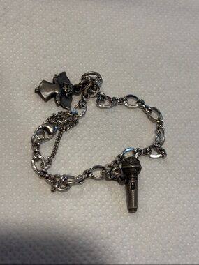 James Avery 925 Sterling Silver Charm Bracelet w/ Angel & Microphone Charms